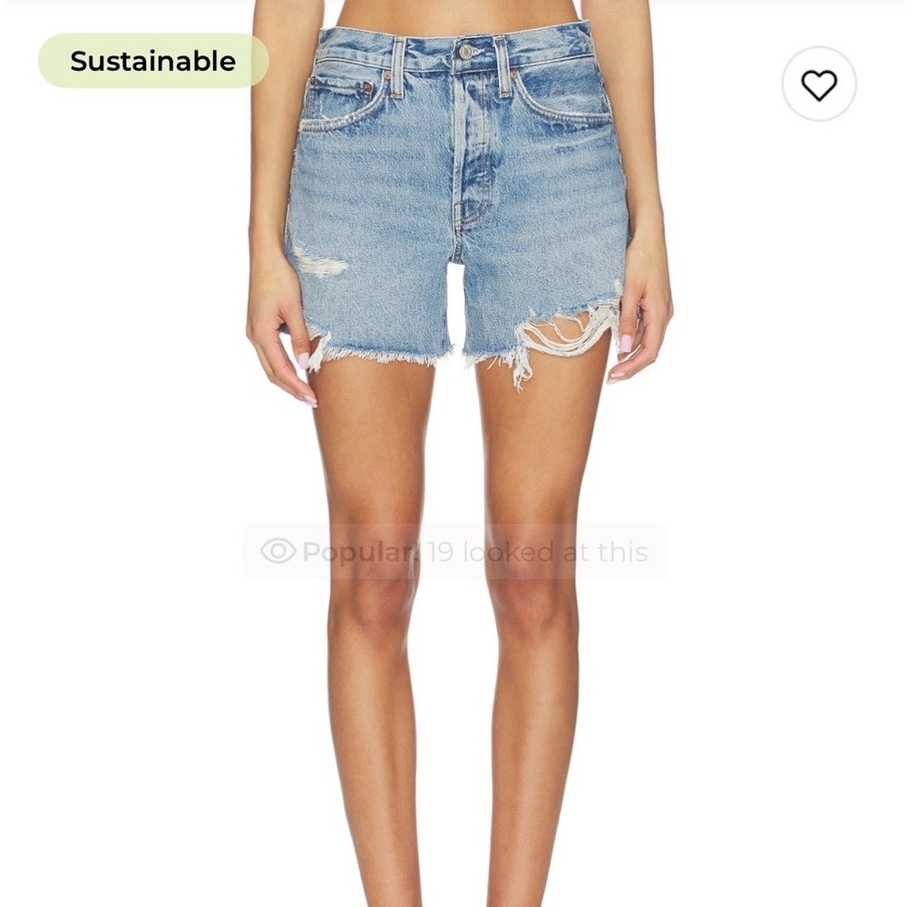 Agolde Light Blue long Parker shorts in Vacate